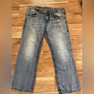 Rock Revival Blue Denim Jeans with Orange Stitching